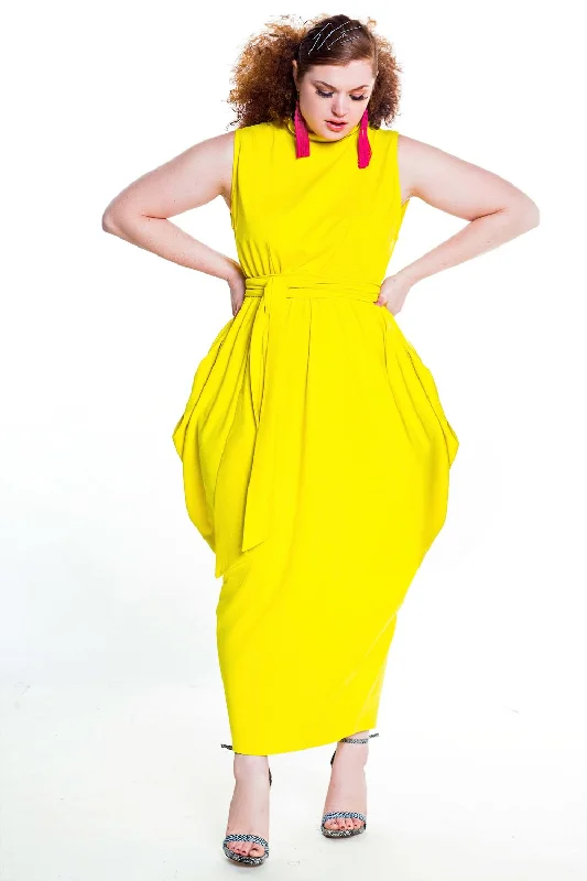 Sleeveless Mock Neck Slouch Maxi Dress- JIBRI Trendy Maxi Dress with Straps