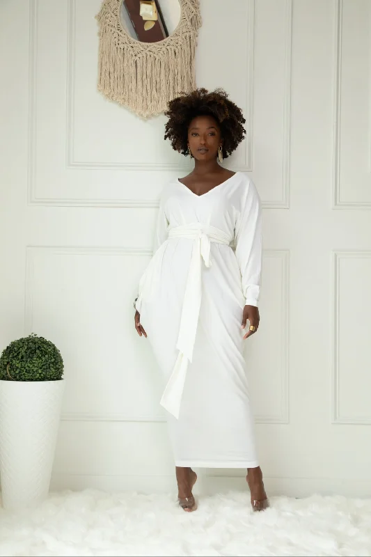 Long Sleeved Slouch Maxi Dress- Jibri Stylish A-Line Maxi Dress