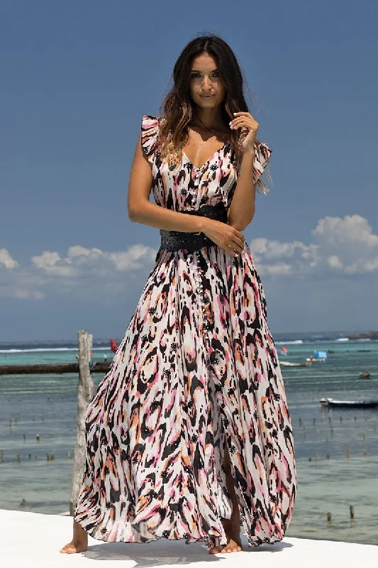 Multicolour Animal Print Maxi Dress Trendy Maxi Dress with Straps