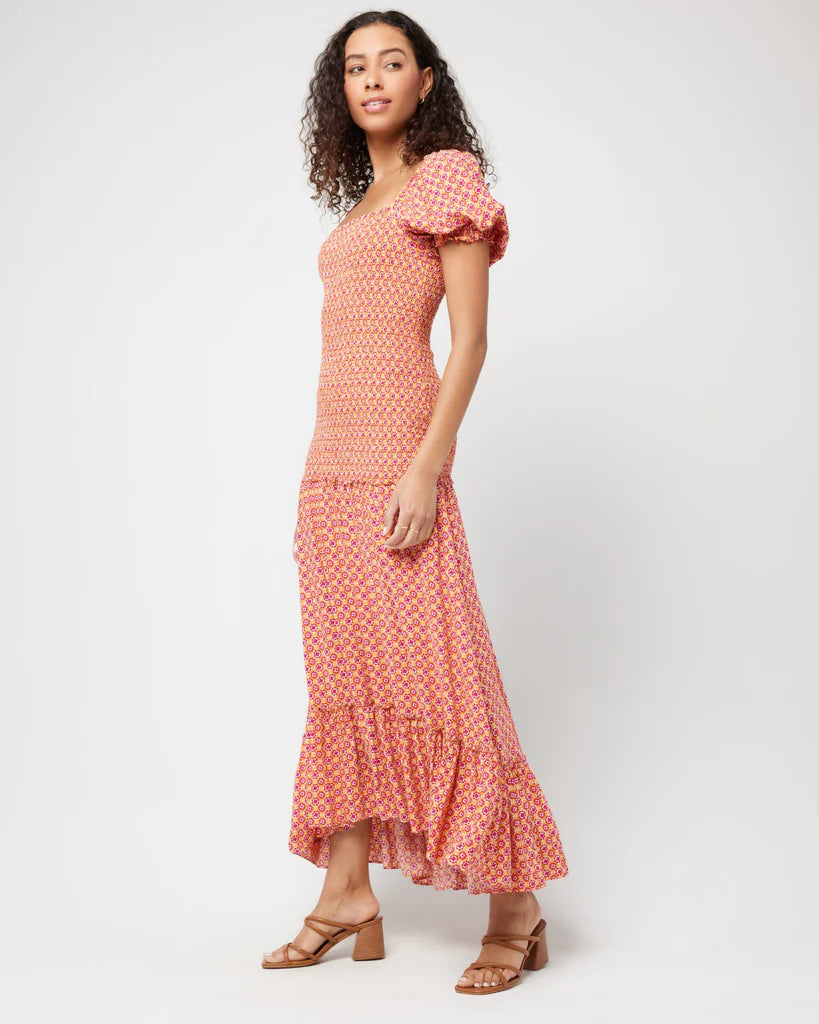 Smocked Maxi Dress in Daisy Print Cozy Wrap Maxi Dress