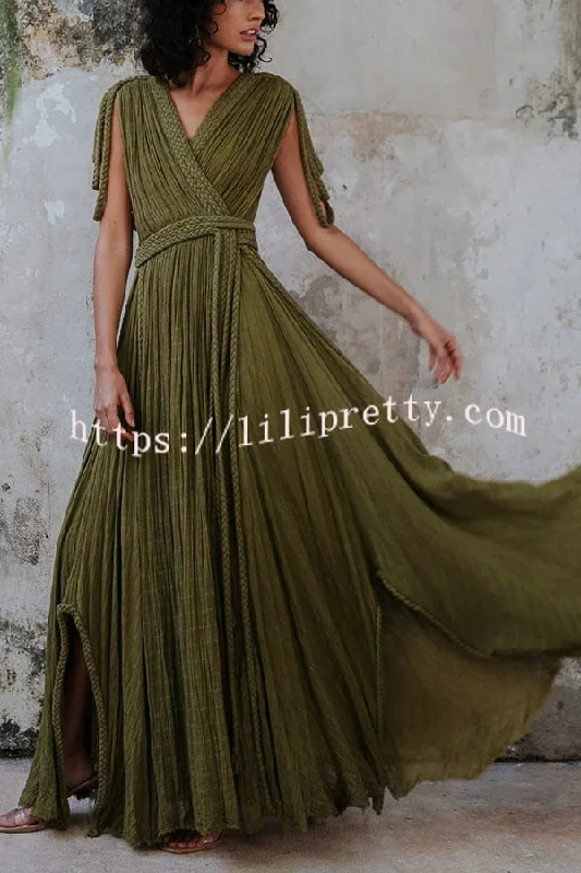 Resort Style Draped Braids Shoulder Backless Cover-up Loose Maxi Dress Fashionable Faux Wrap Maxi Dress Resort Style Draped Braids Shoulder Backless Cover-up Loose Maxi Dress Fashionable Faux Wrap Maxi Dress