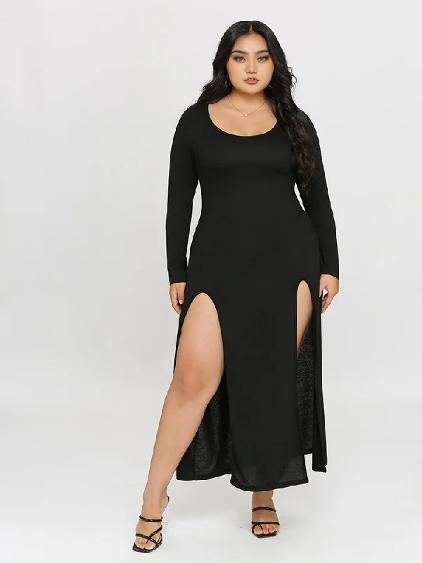 Split Hem Maxi Dress Elegant Velvet Maxi Dress