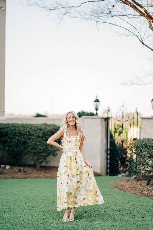Dreaming of Spring Maxi Dress - Yellow Floral Stylish Boho Maxi Dress