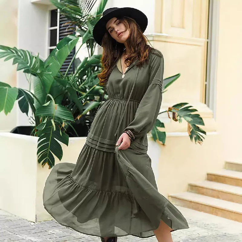 The Wanderer's Whisper Maxi Dress Comfortable Bohemian Maxi Dress