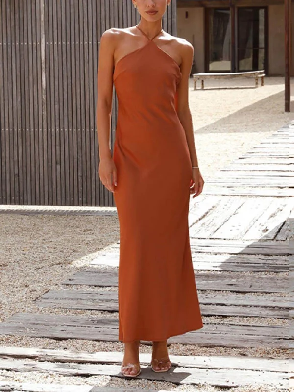 Unique Neckless Stylish Backless Maxi Dresses Classic Black Maxi Dress