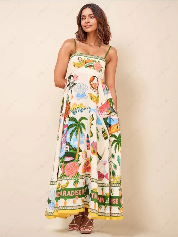 Unique Print Smocked Charming Back Pocket Maxi Dress Comfortable Ruffle Hem Maxi Dress Unique Print Smocked Charming Back Pocket Maxi Dress Comfortable Ruffle Hem Maxi Dress