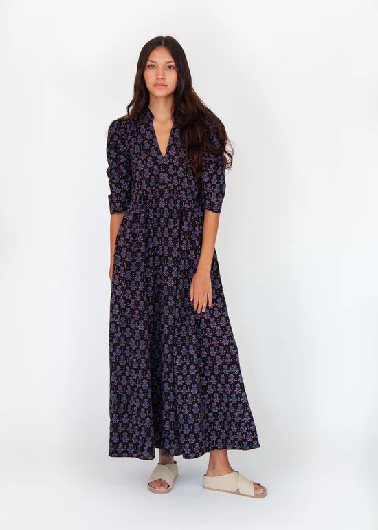 V Neck Maxi Dress with Print Elegant Maxi Dress with Ruffles