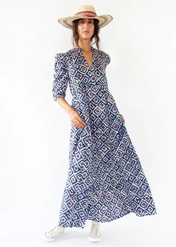 Vayu Diamond Maxi Dress Deep Blue Stylish Long Sleeve Maxi Dress