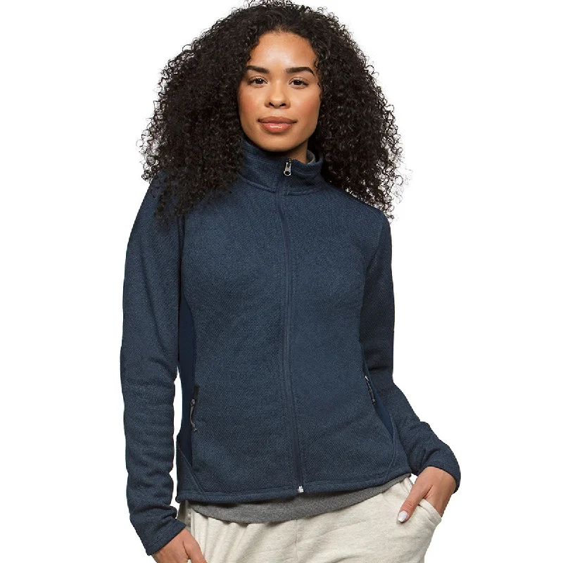 Antigua Women's Navy Heather Multi Course Jacket Knit Fabric Woven Fabric Fleece Fabric