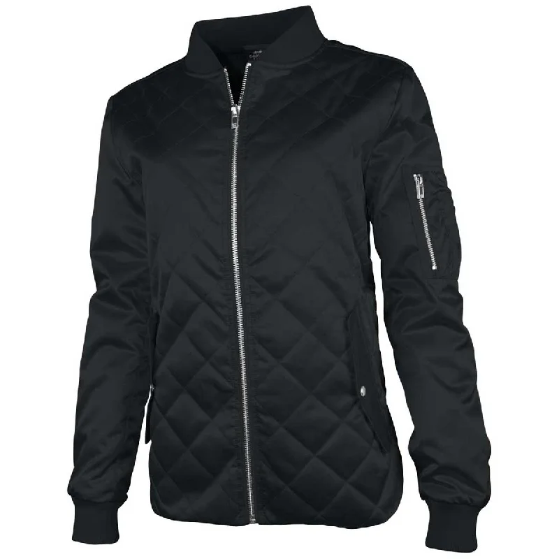 Charles River Women's Black Quilted Boston Flight Jacket Rayon Jacket Velvet Jacket Corduroy Jacket