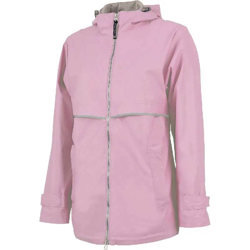 Charles River Women's Pink/Reflective New Englander Rain Jacket Cardigan Sweater Pullover Charles River Women's Pink/Reflective New Englander Rain Jacket Cardigan Sweater Pullover