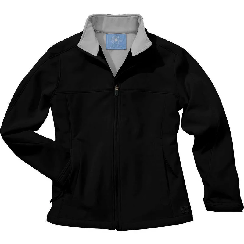 Charles River Women's Black/Vapor Grey Soft Shell Jacket Cardigan Sweater Pullover