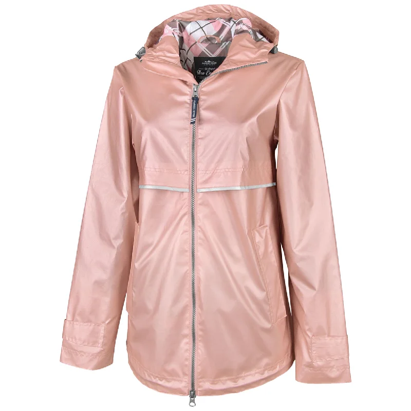 Charles River Women's Rose Gold/Plaid New Englander Rain Jacket with Print Lining Elasticated Jacket Padded Jacket Insulated Jacket
