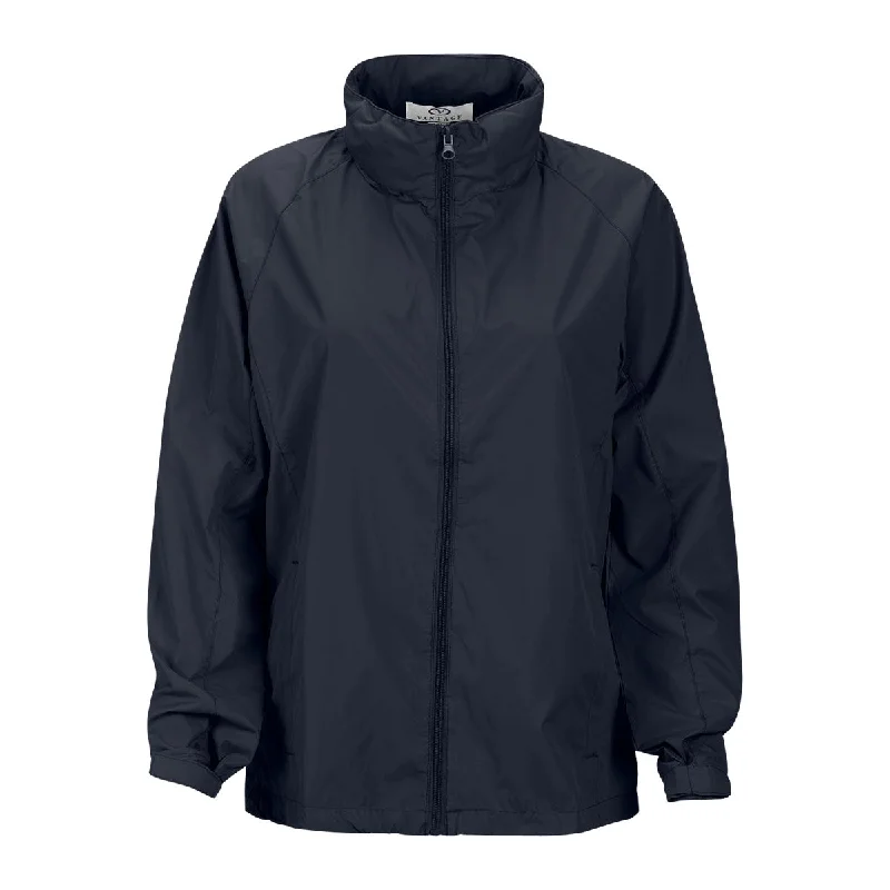 Vantage Women's Navy Full-Zip Lightweight Hooded Jacket Satin Jacket Silk Jacket Chiffon Jacket