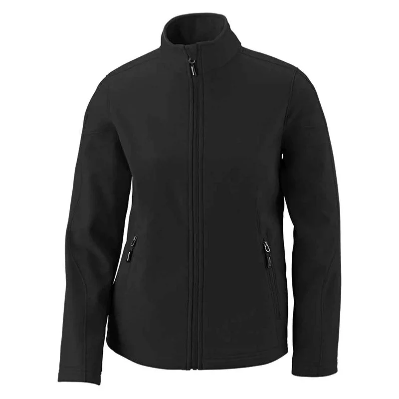 Core 365 Women's Black Cruise Two-Layer Fleece Bonded Soft Shell Jacket Oversized Jacket Tailored Jacket Straight Jacket