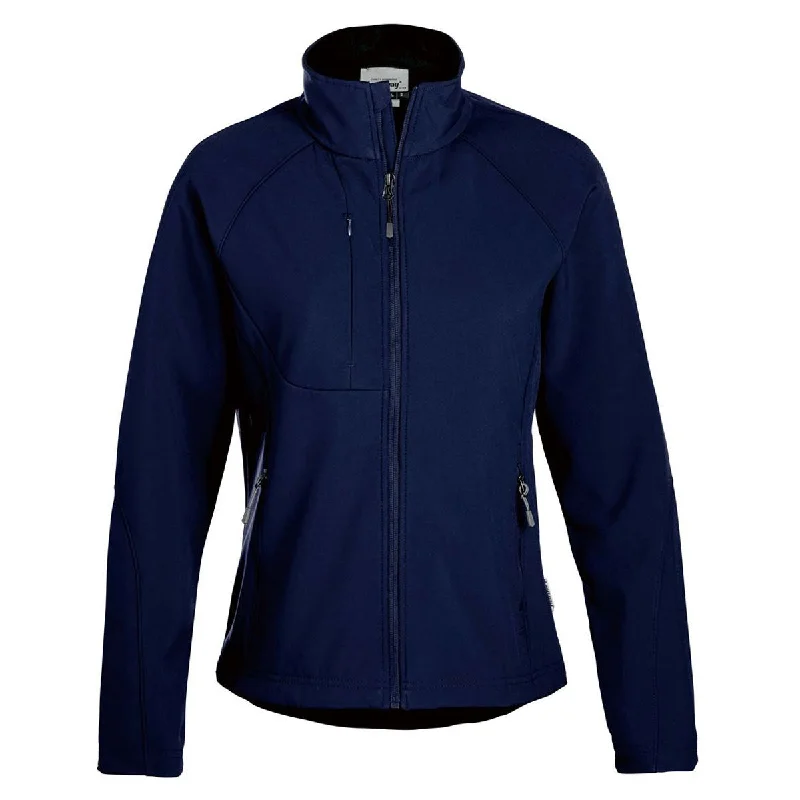 Landway Women's Navy Matrix Soft Shell Jacket Ribbed Jacket Pleated Jacket Ruffled Jacket