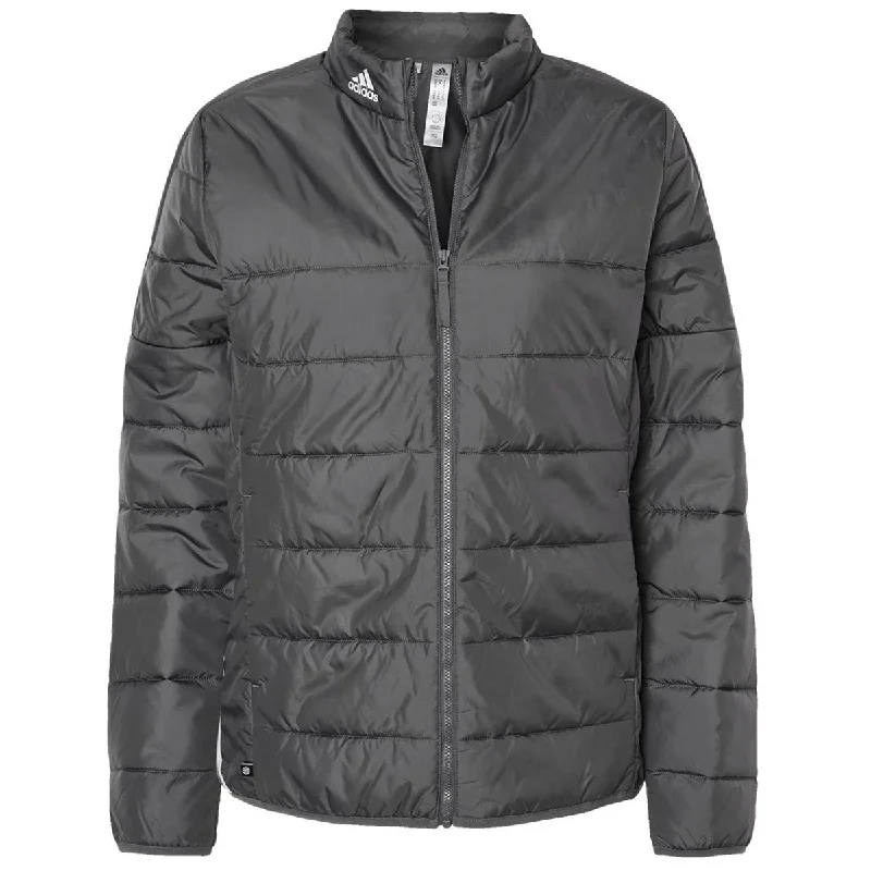 Adidas Women's Grey Five Puffer Jacket Bomber Jacket Anorak Windbreaker