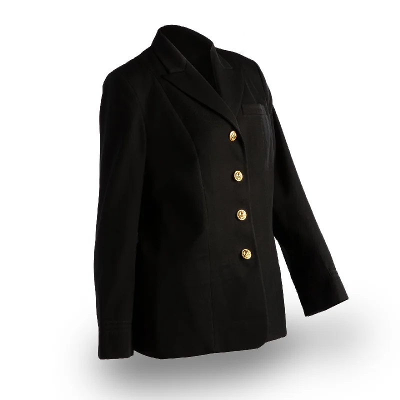 AS-IS NAVY Women Service Dress Blue Jacket - Gold Buttons Satin Jacket Silk Jacket Chiffon Jacket
