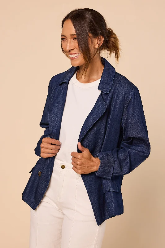 Avalee Tencel Jacket in Dark Wash Jacket Blazer Coat