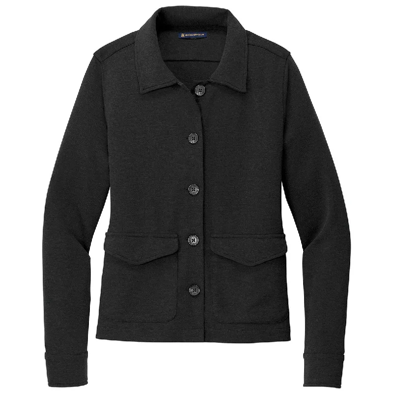 Brooks Brothers Women's Black Heather Mid-Layer Stretch Button Jacket V-Neck Jacket Boat Neck Jacket Square Neck Jacket