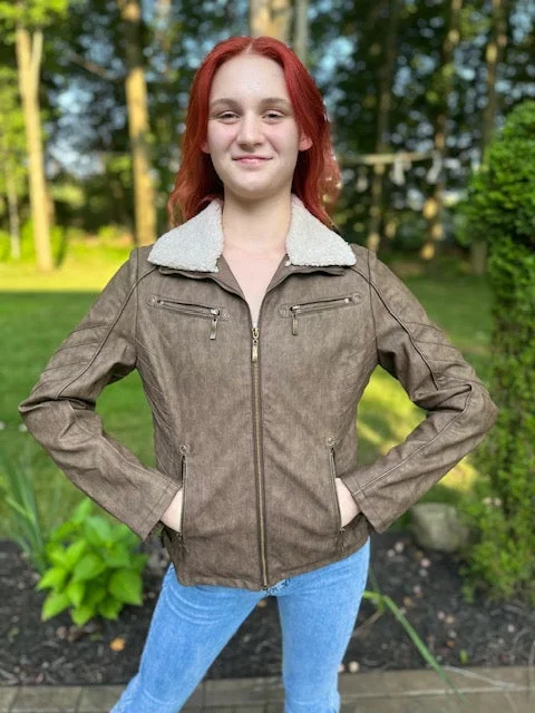 Women's Leather Jacket Style#-L-24142 Appliqued Jacket Beaded Jacket Sequined Jacket