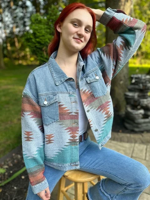 Western Denim Jacket Style#-DA-24653 Knit Fabric Woven Fabric Fleece Fabric