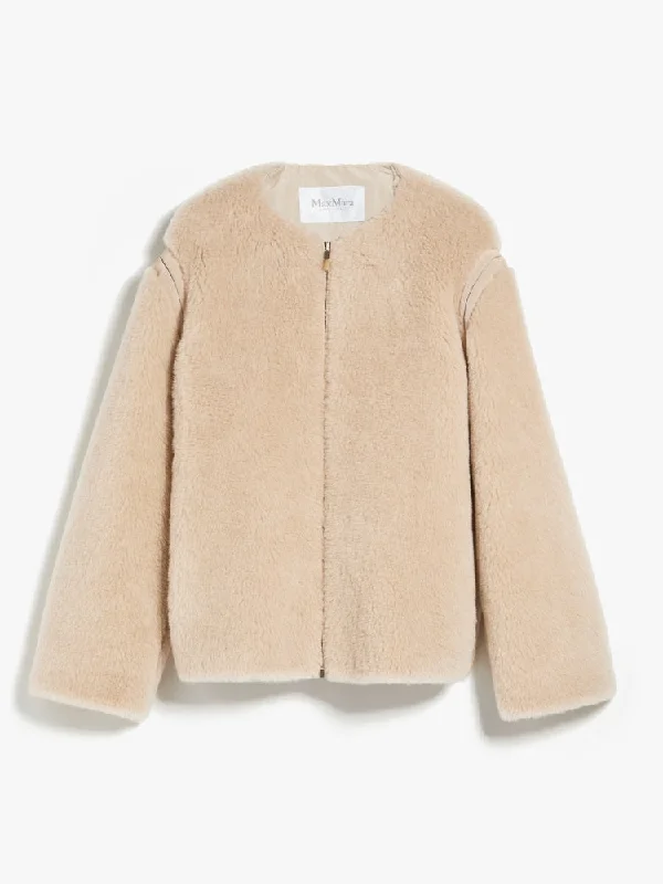 Panno crew-neck jacket in Teddy fabric Toggled Jacket Drawstring Jacket Belted Jacket