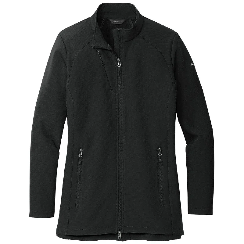 Eddie Bauer Women's Deep Black Stretch Soft Shell Jacket Faux Fur Jacket Real Fur Jacket Shearling Jacket