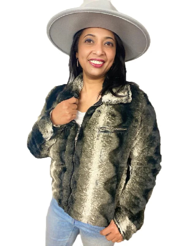 Women's Faux fur Jacket (FF20606) Knit Jacket Woven Jacket Fleece Jacket