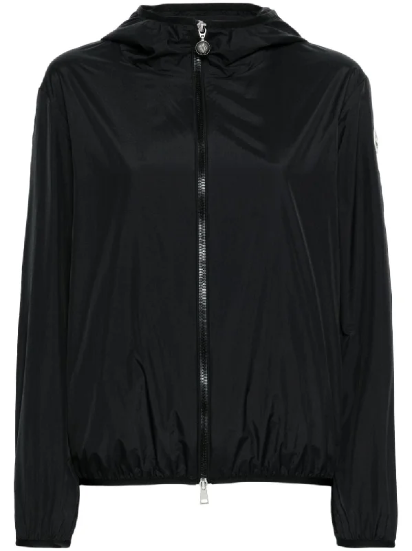 logo-patch hooded windbreaker jacket Embroidered Jacket Appliqued Jacket Beaded Jacket