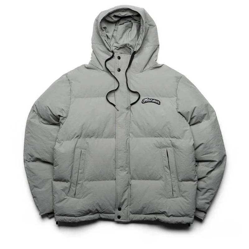 Flaneur Puffer Jacket - Grey Print Jacket Jacquard Jacket Patchwork Jacket