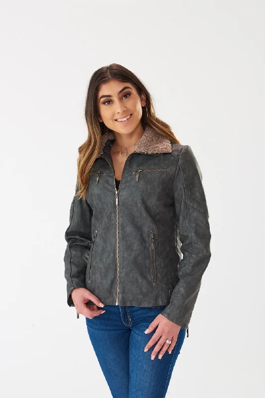 Four Corners Jacket  CHAR/GRY (BF19278) Knit Fabric Woven Fabric Fleece Fabric