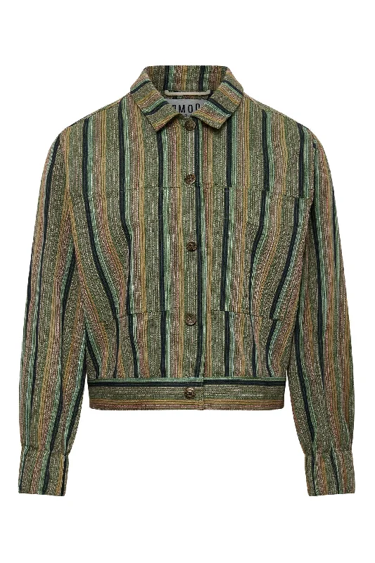 Neptune Cotton Jacket Stripes Green Bomber Jacket Anorak Windbreaker