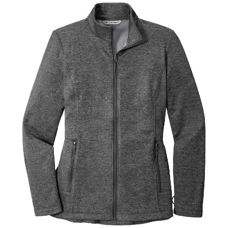 Port Authority Women's Sterling Grey Heather Collective Striated Fleece Jacket Faux Fur Jacket Real Fur Jacket Shearling Jacket
