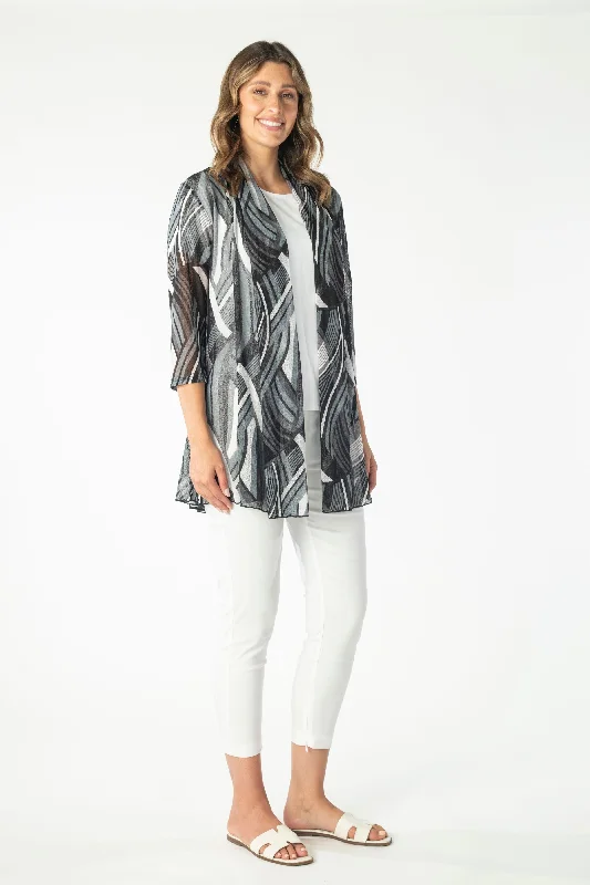 Renoma Stretch Mesh Jacket A-Line Jacket Boat Neck Shawl Collar