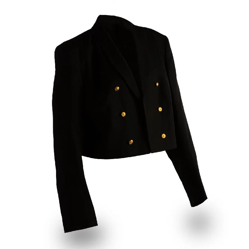 NAVY Women's Dinner Dress Blue Jacket - Gold Buttons Front Pockets Side Pockets Patch Pockets