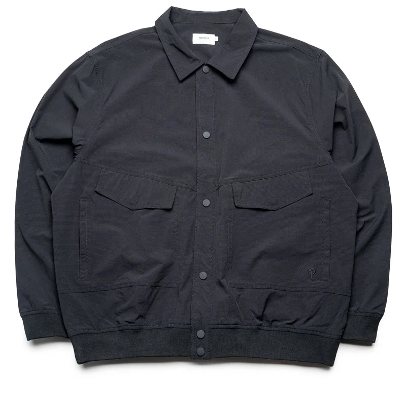 Politics Augustus Bomber Jacket - Black Front Pockets Side Pockets Patch Pockets
