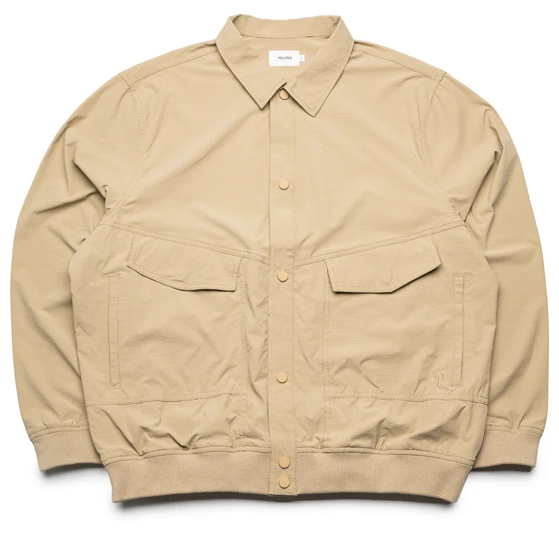 Politics Augustus Bomber Jacket - Khaki Boat Neck Shawl Collar Notched Collar