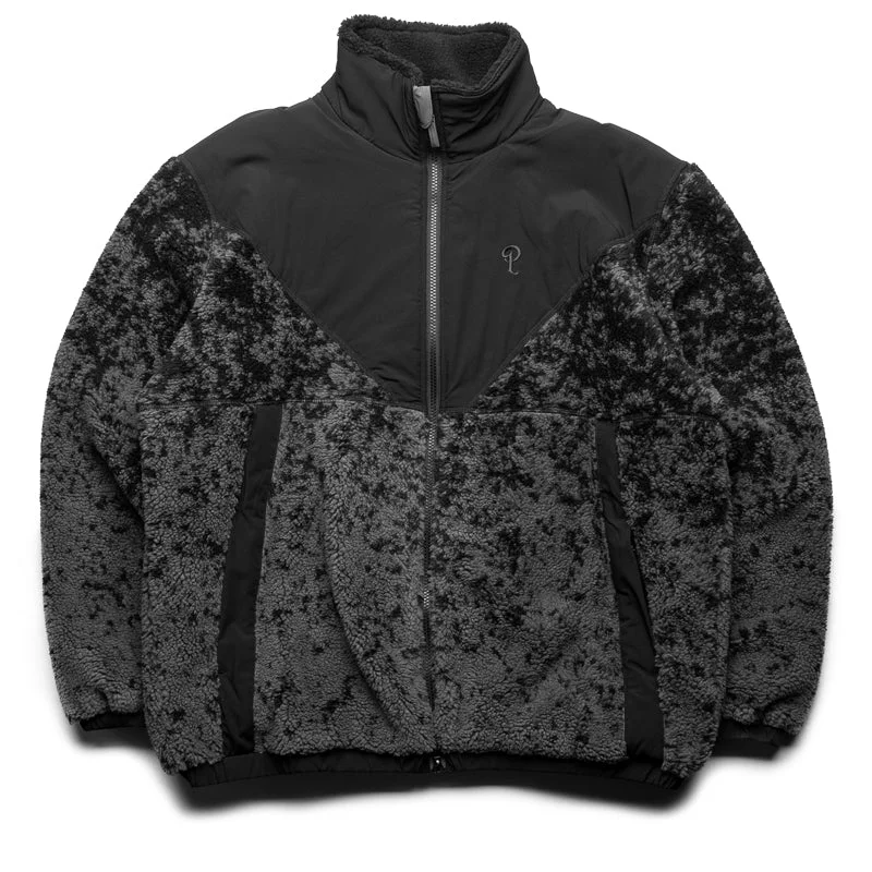 Politics Full Zip Sherpa Jacket - Dark Shadow Wool Fabric Cashmere Fabric Tweed Fabric