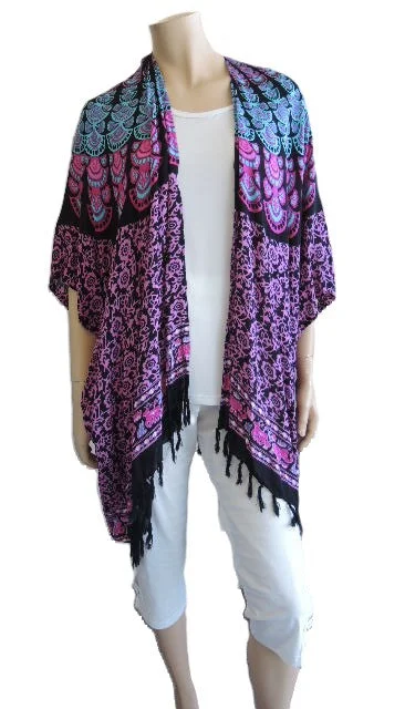 Pretty Rayon Jacket Notch Collar Peter Pan Collar Cowl Neck