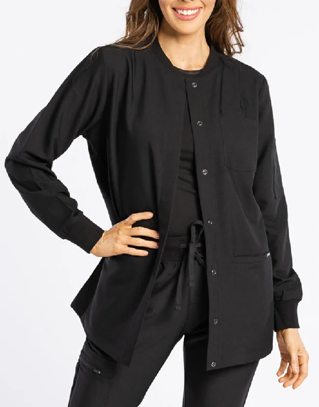 Scrub Jacket Button Up - Black Trench Coat Raincoat Waterproof Jacket