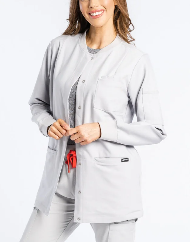 Scrub Jacket Button Up - Tail light Grey Insulated Jacket Fitted Jacket Loose Jacket