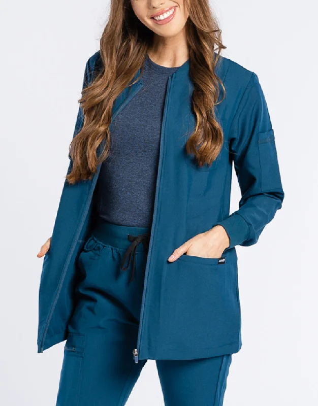 Scrub Jacket Zip Up - Gibraltar Blue Chenille Jacket Brocade Jacket Lace Jacket