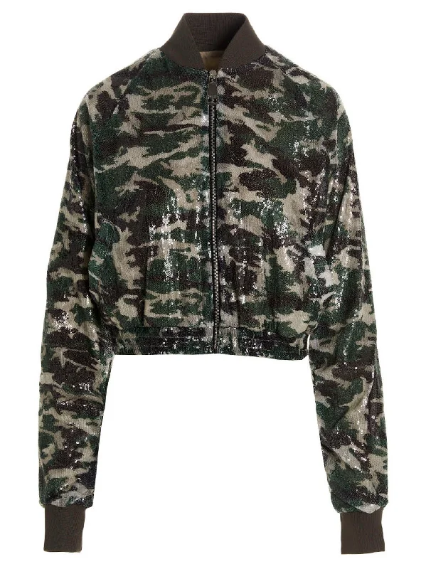 Sequin Bomber Jacket Front Pockets Side Pockets Patch Pockets