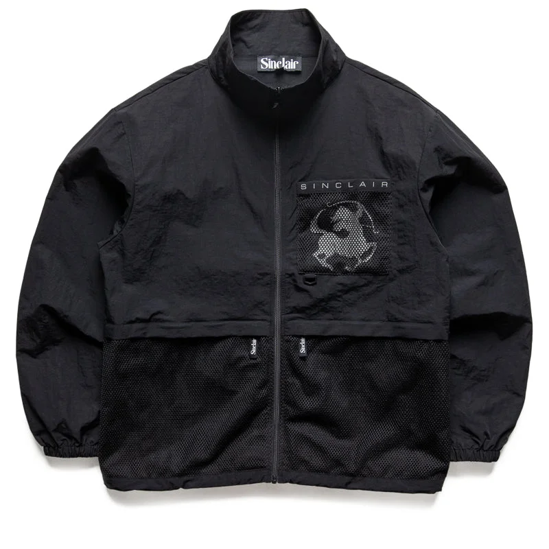 Sinclair Mesh Pocket Jacket - Black Boat Neck Shawl Collar Notched Collar