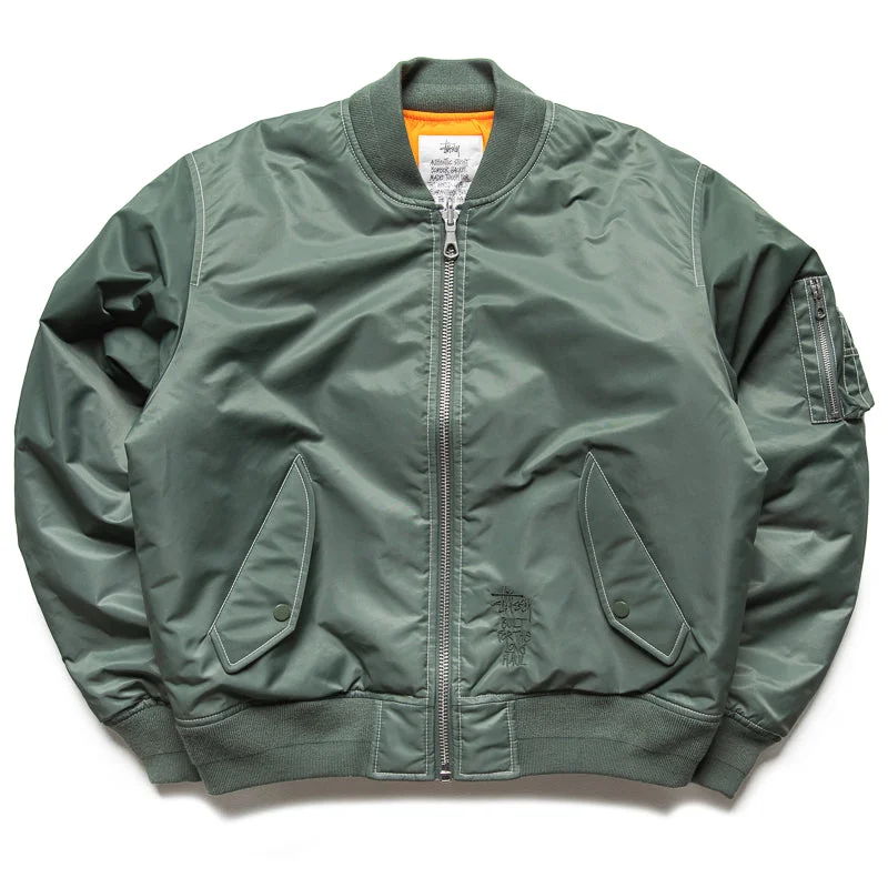 Stussy Built Reversible Bomber Jacket - Green Appliqued Jacket Beaded Jacket Sequined Jacket