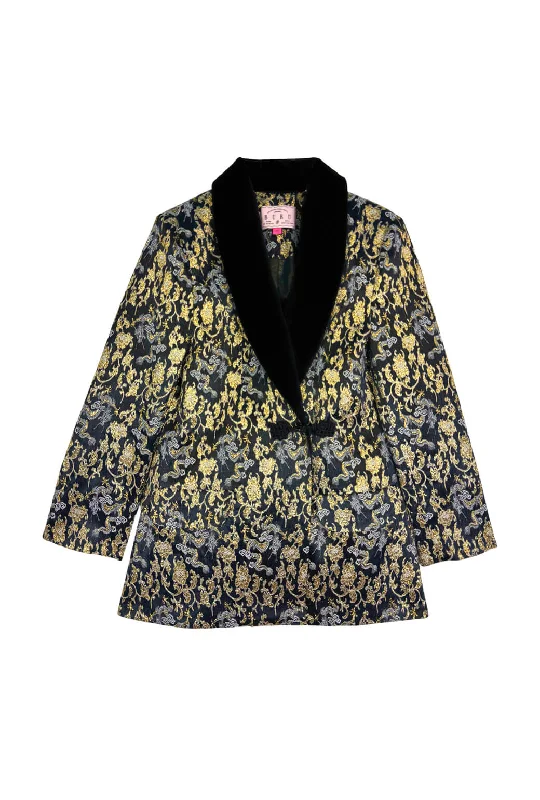 BURU x Pappy & Co. - The Smoking Jacket - Dragon Brocade Nylon Jacket Polyester Jacket Spandex Jacket