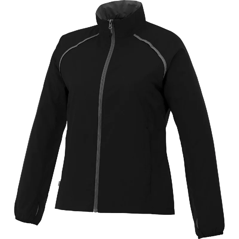 Elevate Women's Black Egmont Packable Jacket Collared Jacket Crew Neck Jacket Turtle Neck Jacket