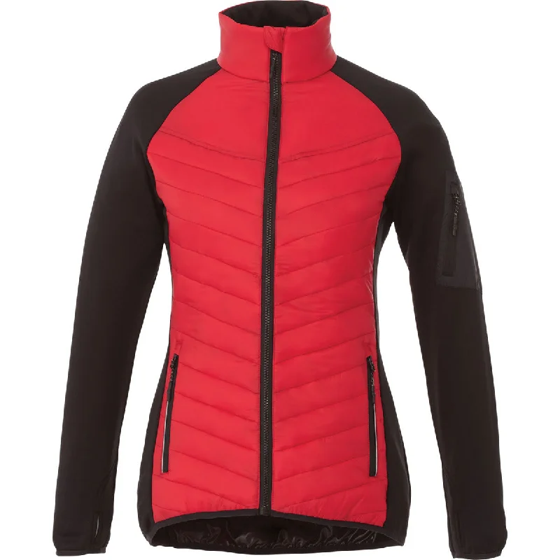 Elevate Women's Team Red/Black Banff Hybrid Insulated Jacket Hooded Jacket Caped Jacket Shawl Collar Jacket