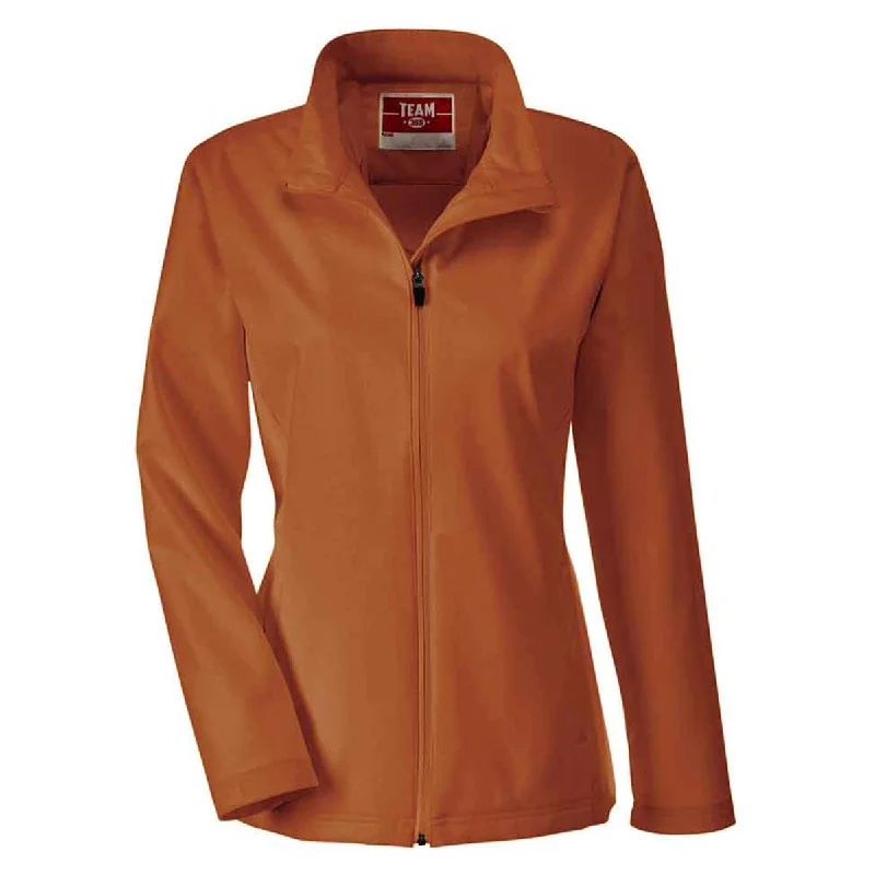 Team 365 Women's Sport Burnt orange Leader Soft Shell Jacket Toggled Jacket Drawstring Jacket Belted Jacket